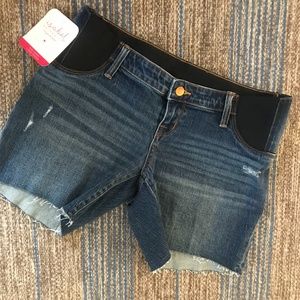 Isabel Maternity Inset Panel Boyfriend Jean Shorts